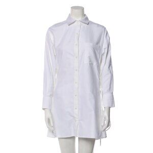 Bouguessa White Long Sleeve Button Up Shirt Dress | Size Small